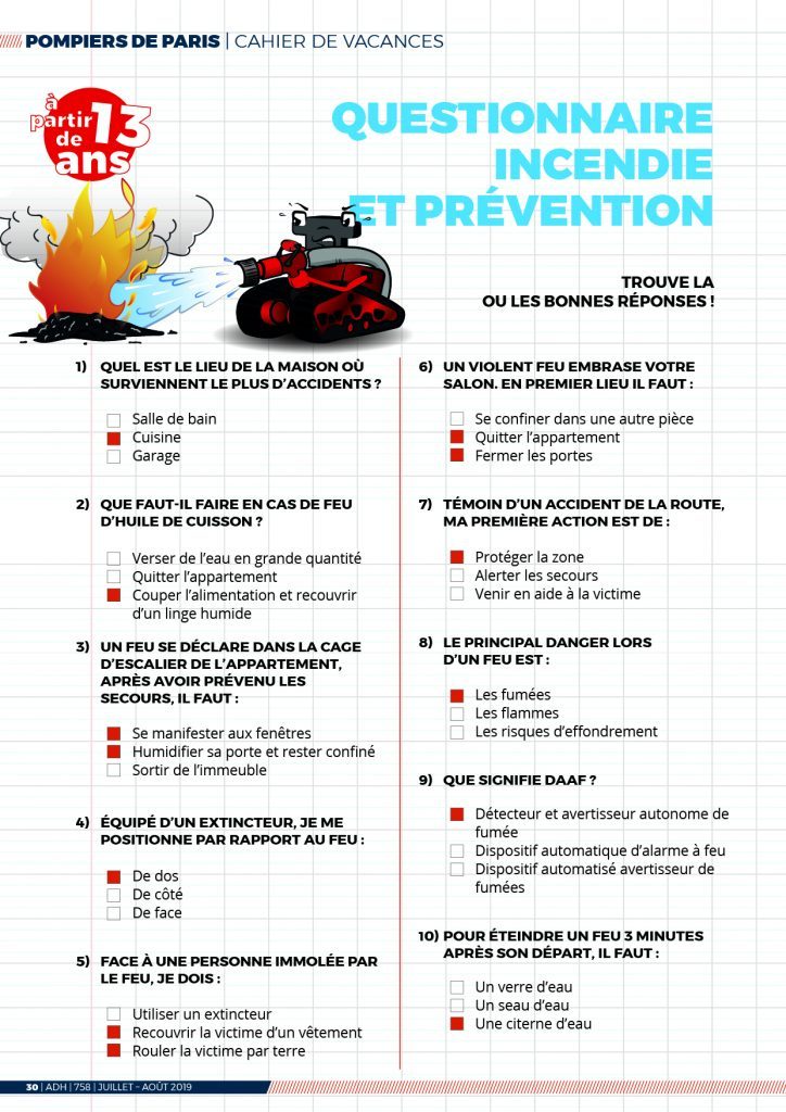questionnaire incendie et prévention